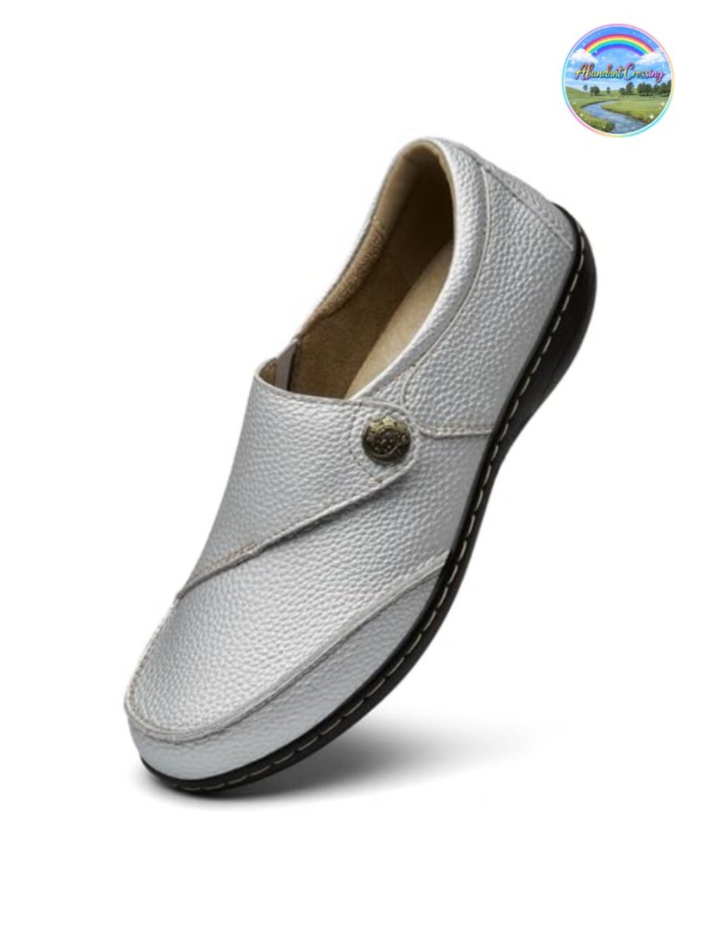 Women's Leather Loafers Slip-On Memory Foam Comfort Walking Flats